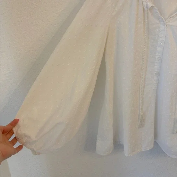 Emerson Fry India Collection Swiss Dot Blouse S Cottage Peasant Boho Coastal - Picture 4 of 11